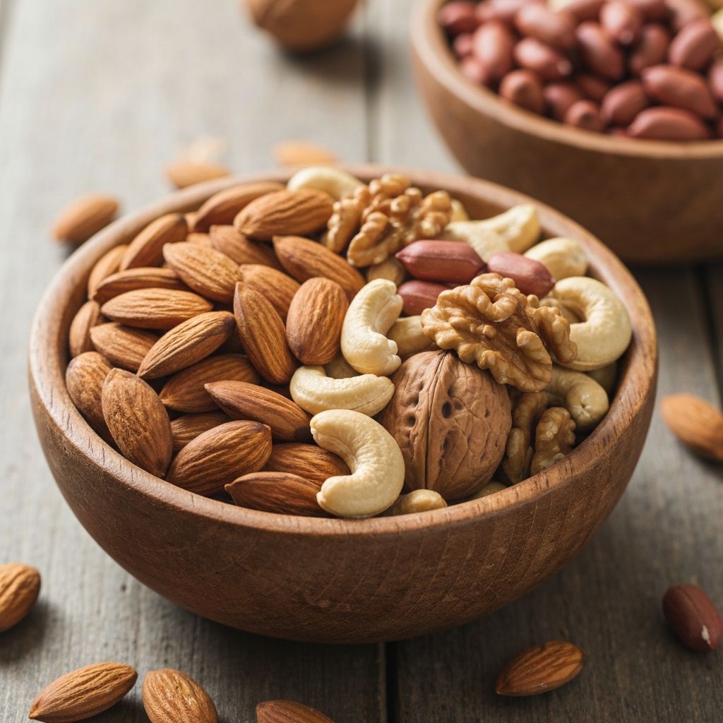 Variety of nuts and protein sources